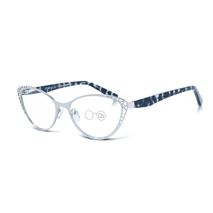 DebSpecs Womens Metal Cat Eye Readers ap2803clsp Silver angled view