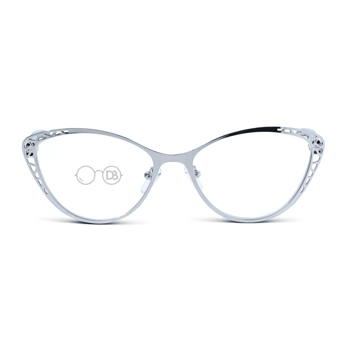 DebSpecs Womens Metal Cat Eye Readers ap2803clsp Silver front view