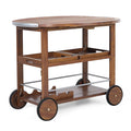 Wood and Aluminum Bar Cart with 2 Shelves, Oak and Silver