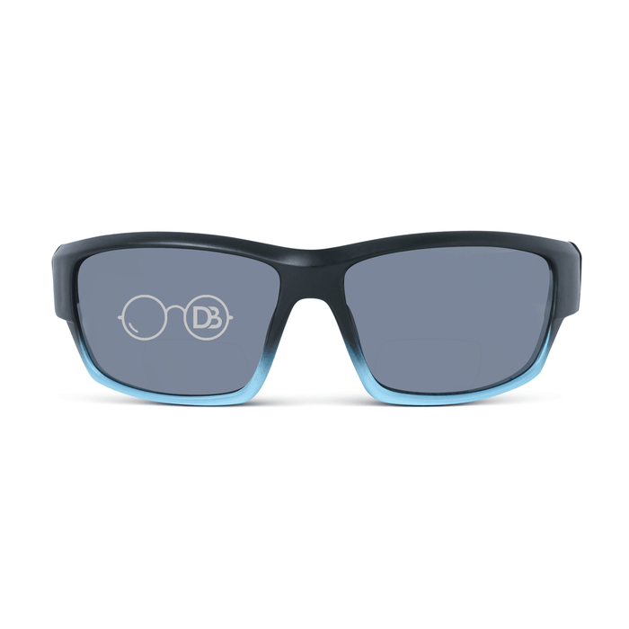 DebSpecs Wrap around Bifocal Reading Sunglasses ocr28bf Black And Blue front view
