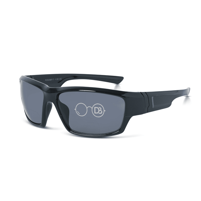 DebSpecs Wrap around Bifocal Reading Sunglasses ocr28bf Black angled view