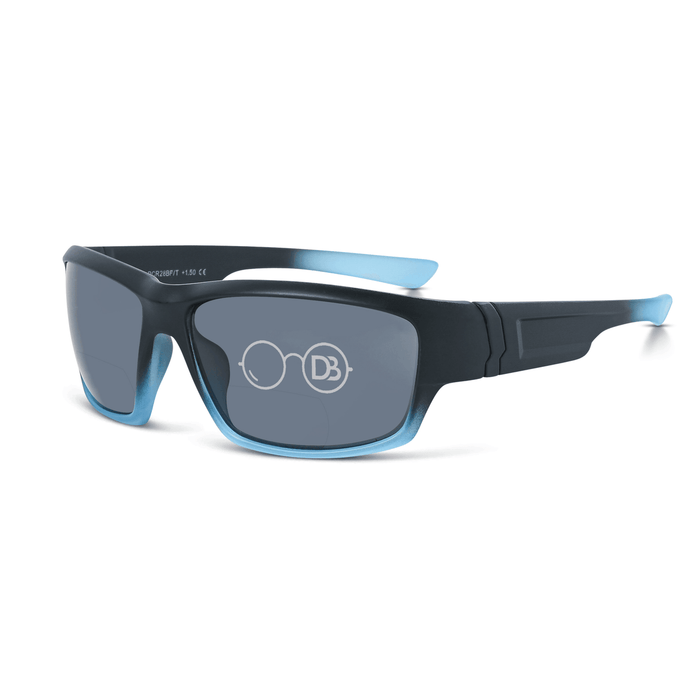 DebSpecs Wrap around Bifocal Reading Sunglasses ocr28bf Black And Blue angled view