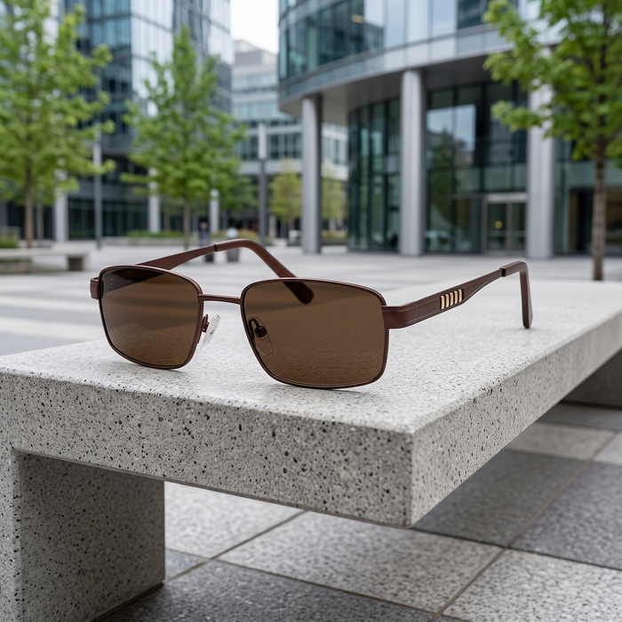 DebSpecs main event brown gold sun product shot eyewear