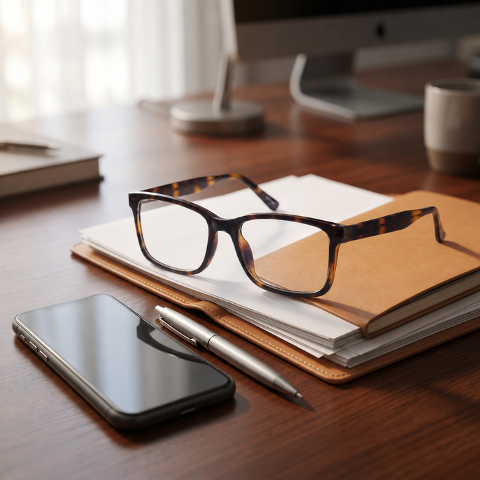 DebSpecs Sharp tortoise clear product shot eyewear