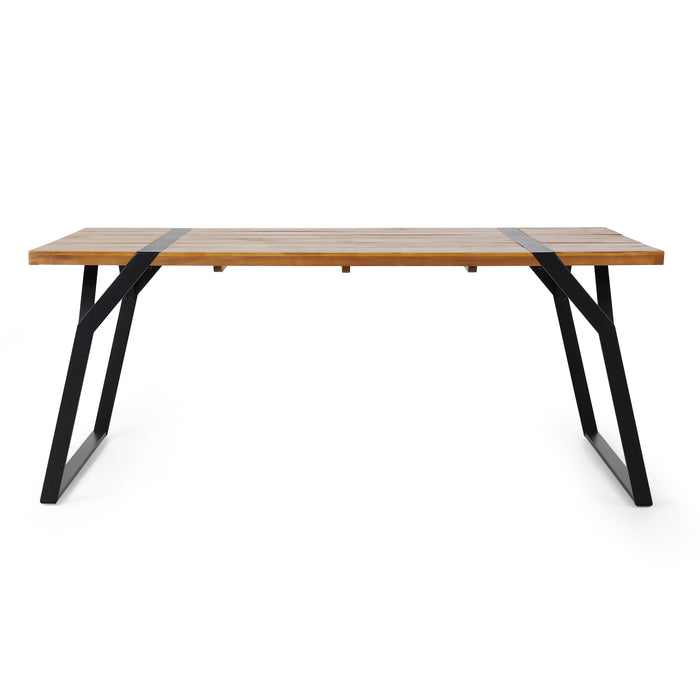 ZORA DINING TABLE: Modern Industrial Acacia Wood & Iron Table in Black
