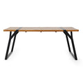 ZORA DINING TABLE: Modern Industrial Acacia Wood & Iron Table in Black